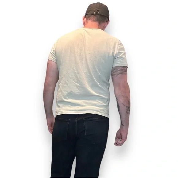 Express Men’s Cotton V-Neck T-Shirt. Size: Medium, Color: Cream - Picture 2 of 4